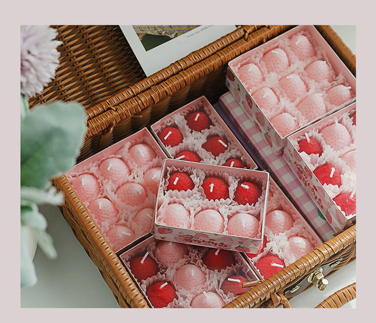 4pcs/1pc Strawberry Candles Soy Wax Aromatherapy Scented Fruit Candles Birthday Cake Topper Party Home Decoration Room Accessory