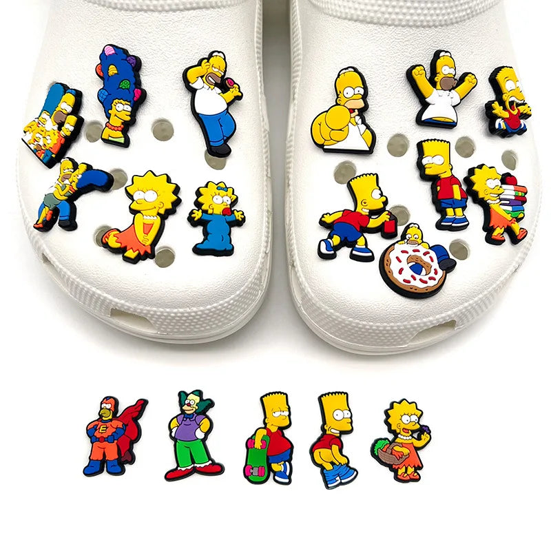 18Pcs The Simpsons Cartoon Shoe Charms Cute Animal Decoration Buckle Badges Shoe Accessories Stitch Slipper Decorations