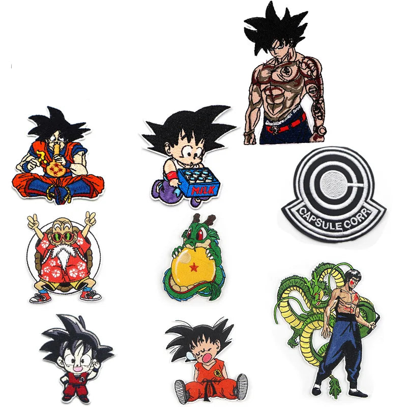 Classic Japanese anime characters One Piece Dragon Ball Patches for Clothing Cartoon Badges Embroidery Appliques Child Clothing