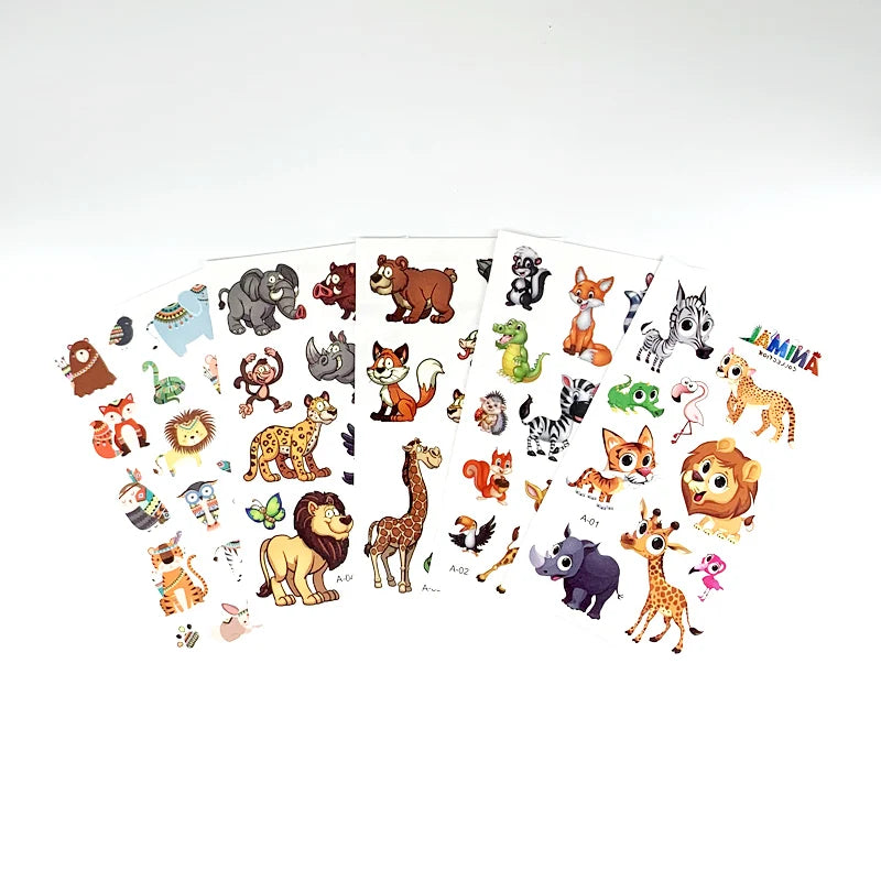 10 Sheets/Set  Fake Tattoo Stickers Cartoon Animal Temporary Tattoos for Kids Arms Body DIY Waterproof Tattoo