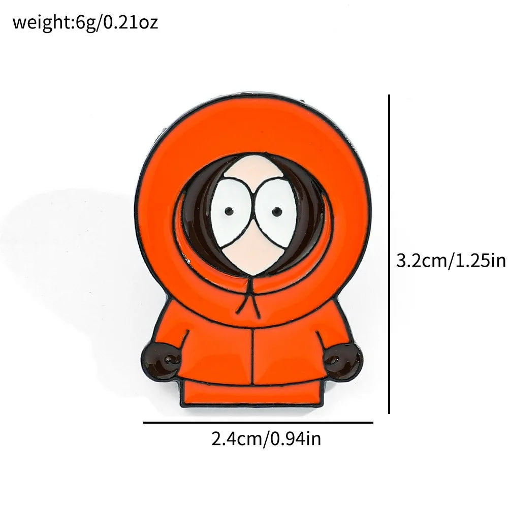 7 Pcs Cartoon Park TV Cartman Figure Badges Lapel Pins Backpacks Metal Enamel Cute Badge Clothes Jewelry South Accessories