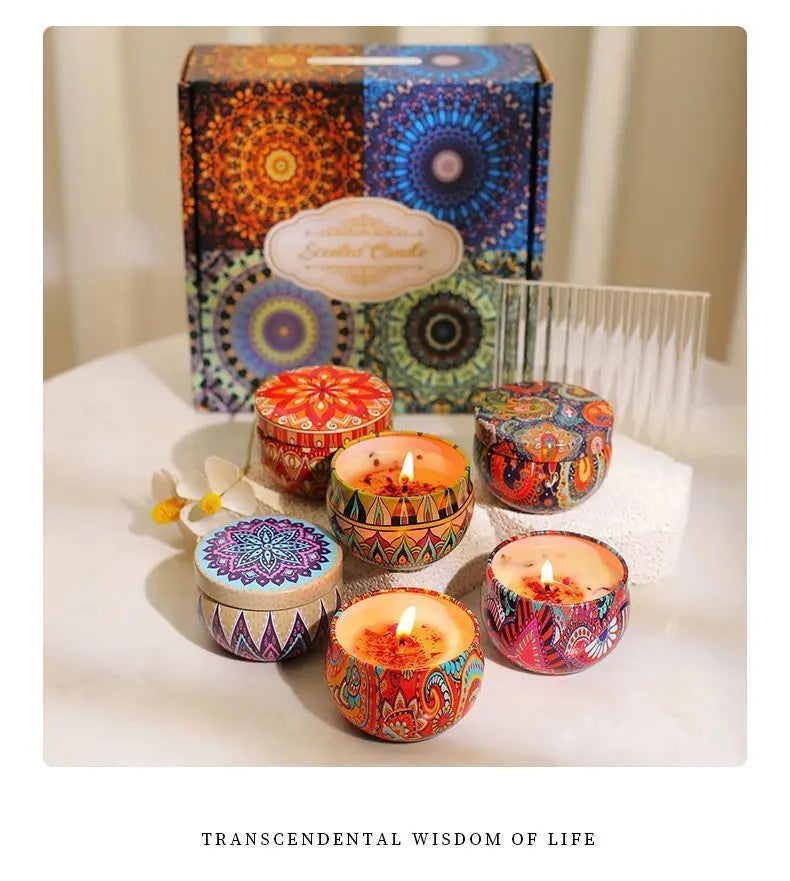 Ethnic Dried Flower Aromatherapy Candle Home Living Room Sleep Aid Bedroom Aromatherapy Candle Gift Box Wedding Companion Gift