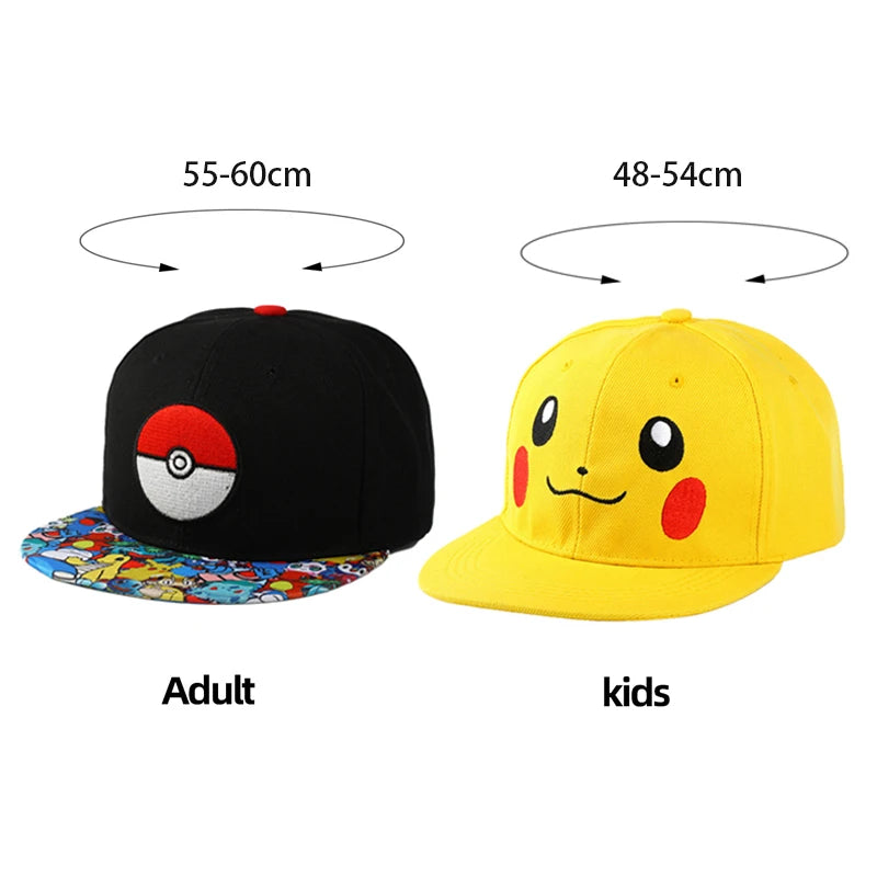 Anime Figure Pokemon Baseball Cap Pikachu Hat Adjustable Pokemon Cosplay Hip Hop Cartoon Hats Boy Girl Kids Birthday Gift