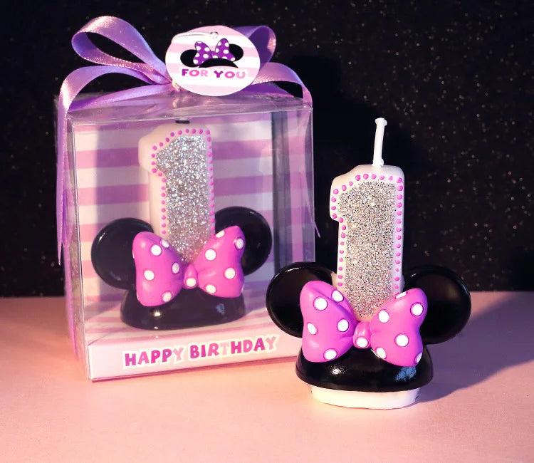 Birthday Gift  Cartoon Minnie Candles for Children Birthday Party Number 0 - 9 Cake Topper Decorations Safe Smokeless 1pcs/lot