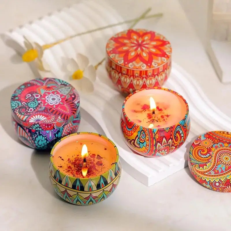 Ethnic Dried Flower Aromatherapy Candle Home Living Room Sleep Aid Bedroom Aromatherapy Candle Gift Box Wedding Companion Gift