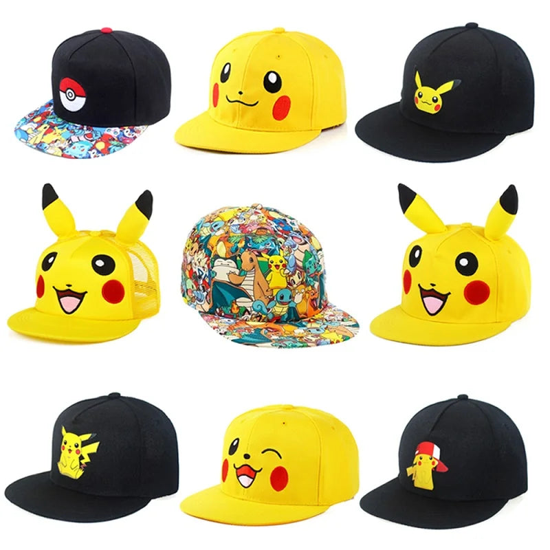 Anime Figure Pokemon Baseball Cap Pikachu Hat Adjustable Pokemon Cosplay Hip Hop Cartoon Hats Boy Girl Kids Birthday Gift