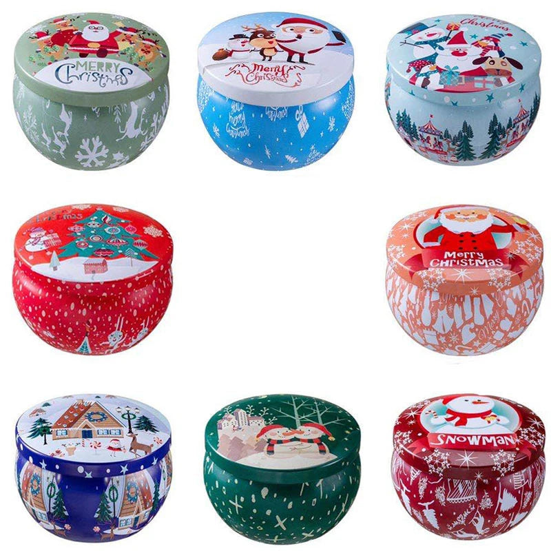 Christmas Scented Candle Tin Jar Portable Travel Soy wax Plant Gift Box