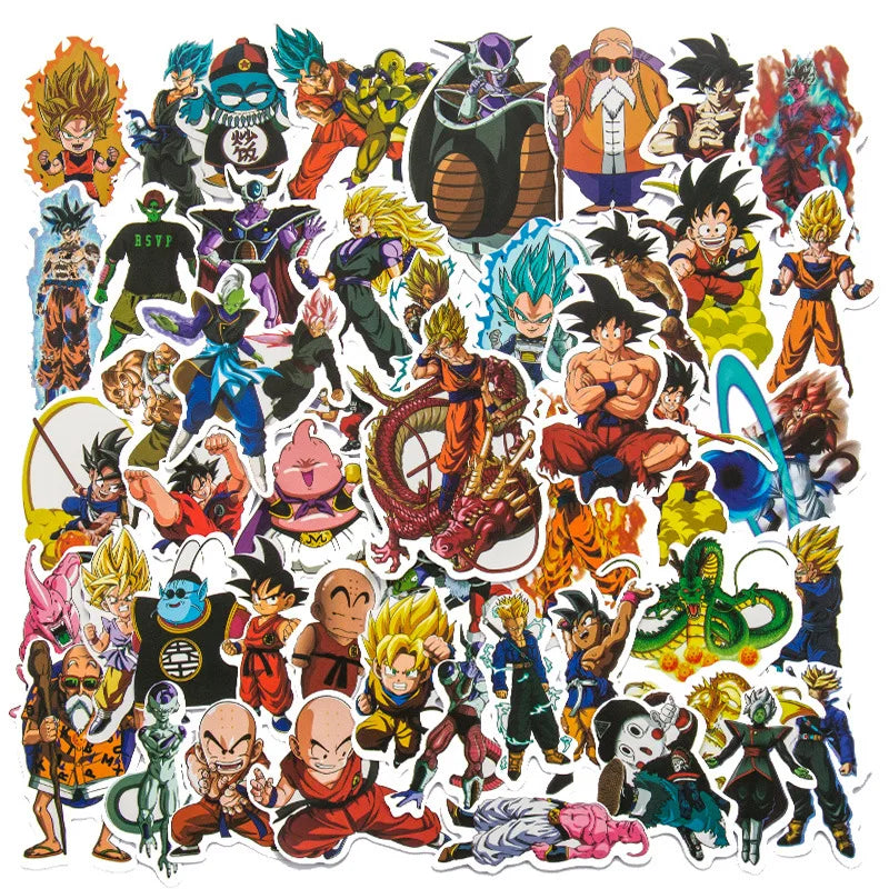 50pcs Dragon Ball Stickers Pack Cute Anime Stickers Waterproof Phone Case Laptop Skin Kawaii Packaging Art Supplies Stationery