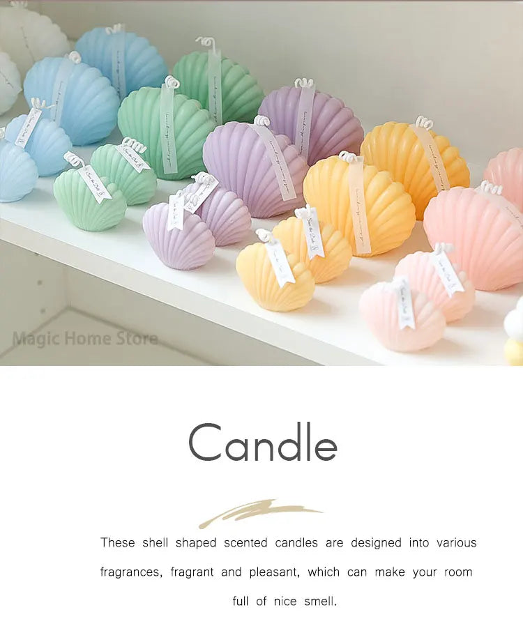 Shell Shape Scented Aromatic Candles Natural Soy Wax Candles Aesthetic Aromatherapy Candle Home Decoration Background Props