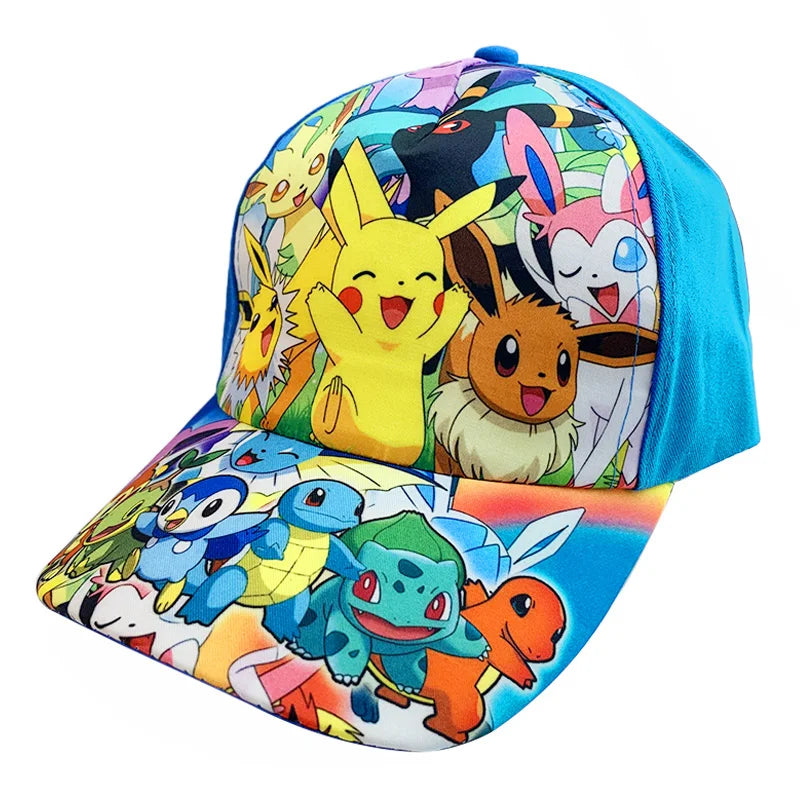 Anime Figure Pokemon Baseball Cap Pikachu Hat Adjustable Pokemon Cosplay Hip Hop Cartoon Hats Boy Girl Kids Birthday Gift