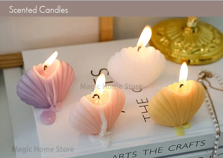 Shell Shape Scented Aromatic Candles Natural Soy Wax Candles Aesthetic Aromatherapy Candle Home Decoration Background Props