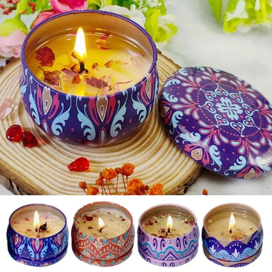 Scented Candles Jar Vintage Flower Candle Jars 80g Soy Wax Fragrance Candle Wedding Birthday Gift Home Decoration Christmas Gift