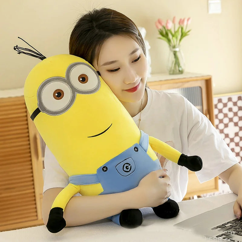 Minions Movie Periphery Yellow Plush Bob Plush Stuart Stuffed Toys In Jeans Soft Dolls Pillow Decoration Children Birthday Gift