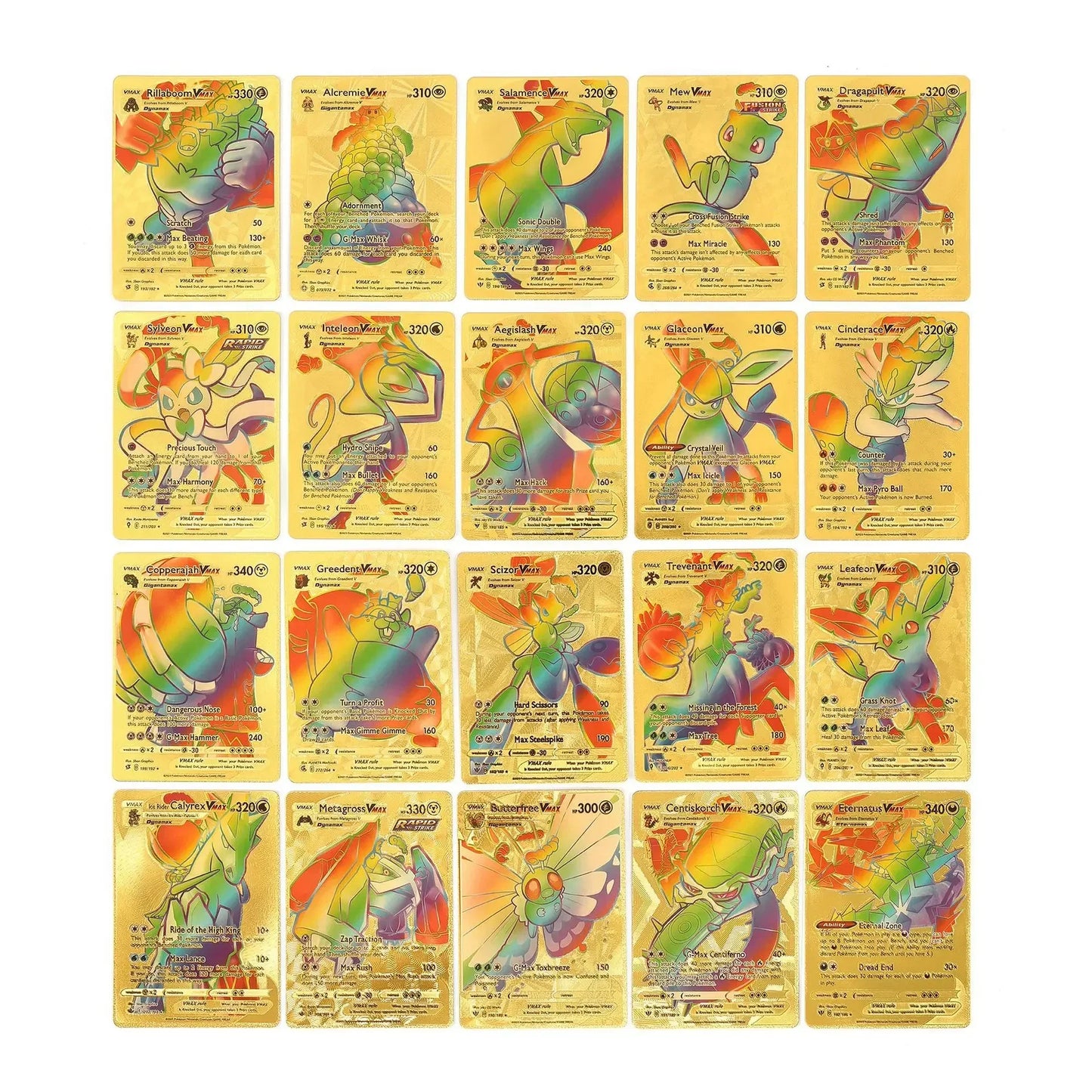 55Pcs Pokemon Rainbow Card Charizard Pikachu Arceus Gold Foil Silver Black English VSTAR VMAX Card Rare Battle Collection Cards