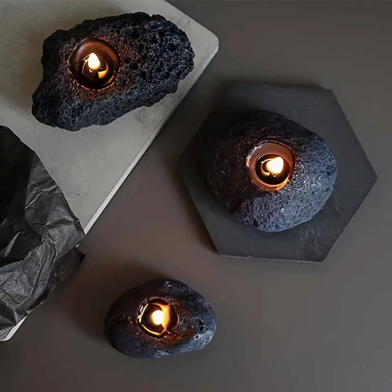 Creative Cool Simulation Meteorite Aroma Candle Modern Home Desktop Decorative Ornament Black Stone Aroma Candle Birthday Gifts