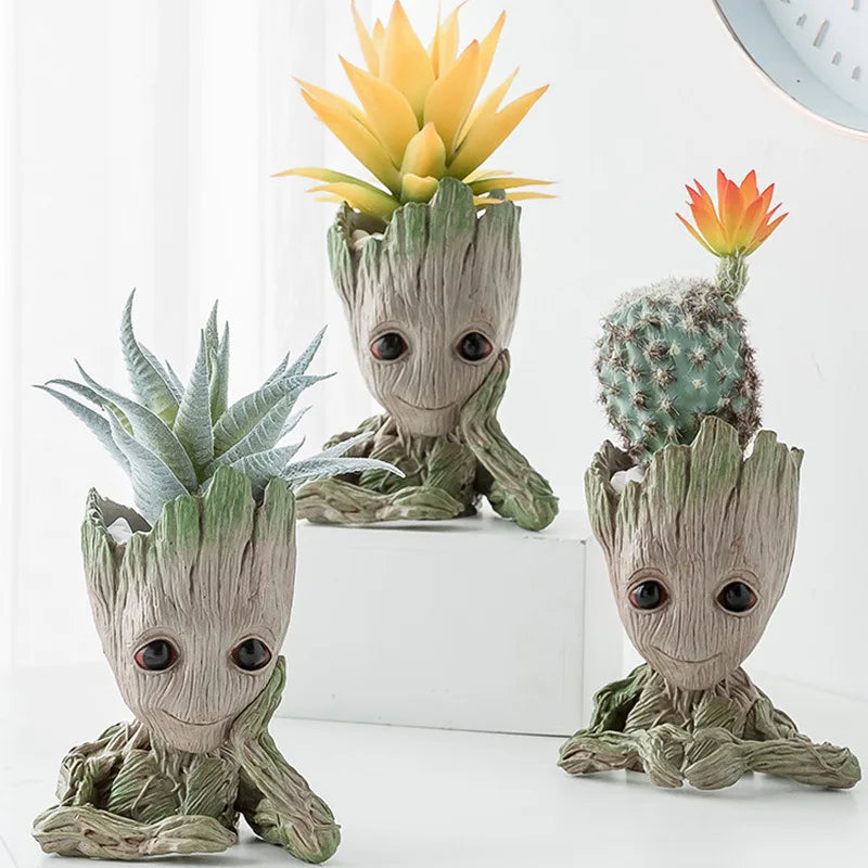 Fashion Decoration Personality Anime Character Groot Flower Ornament Baby Tree Man Figurine Office Desk Decor Miniature Model