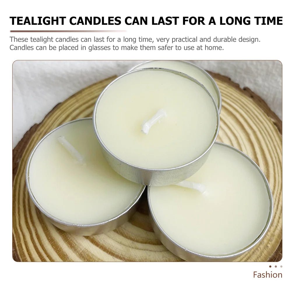 50 Pcs Tea Candles Round Scented Room Small Tealight for Wedding Lights Household Romantic White Multi-function Mini Travel