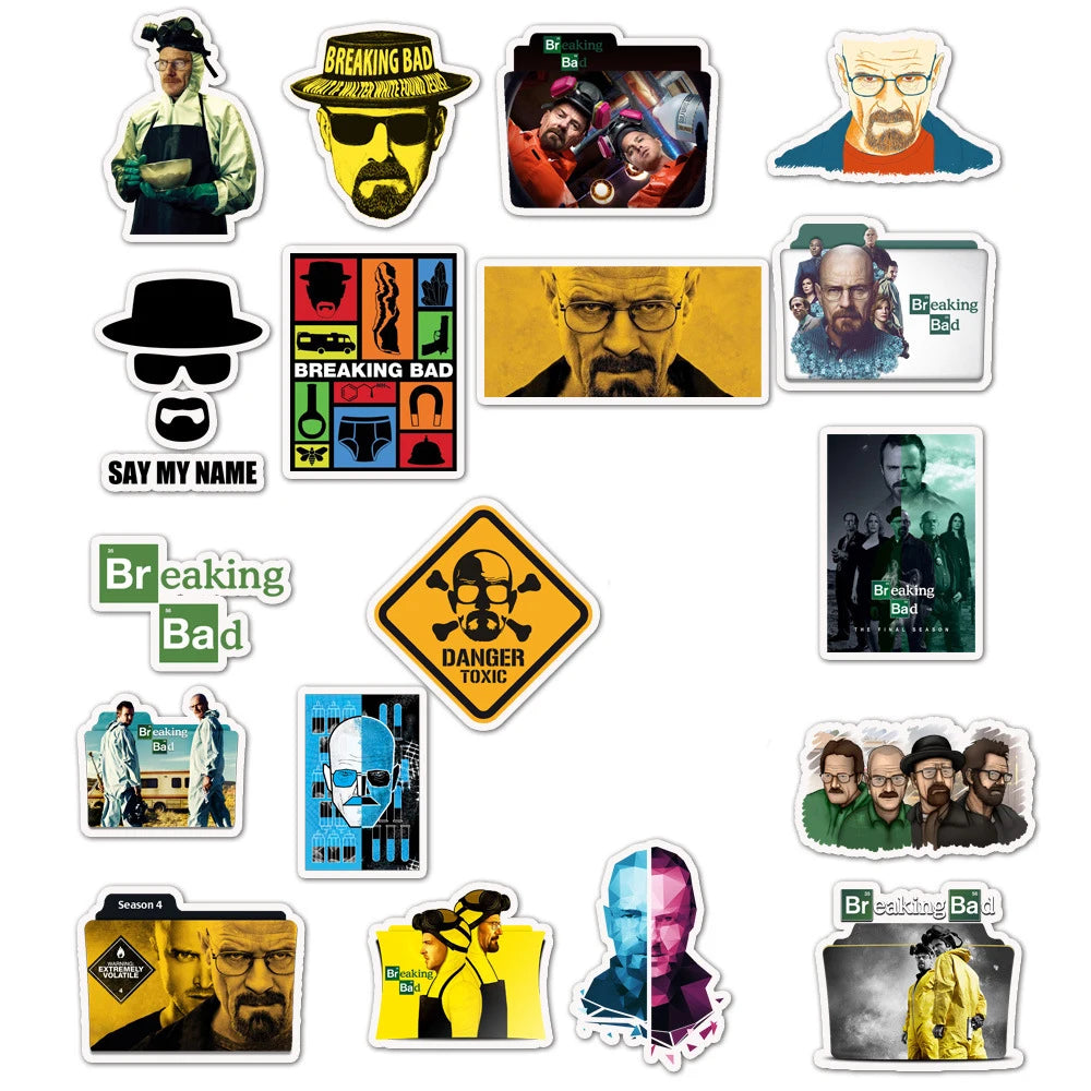 10/30/50pcs Breaking Bad TV Show Stickers PVC Waterproof Toy Graffiti  Kid Stickers Skateboard Guitar Suitcase Luggage Car Decal