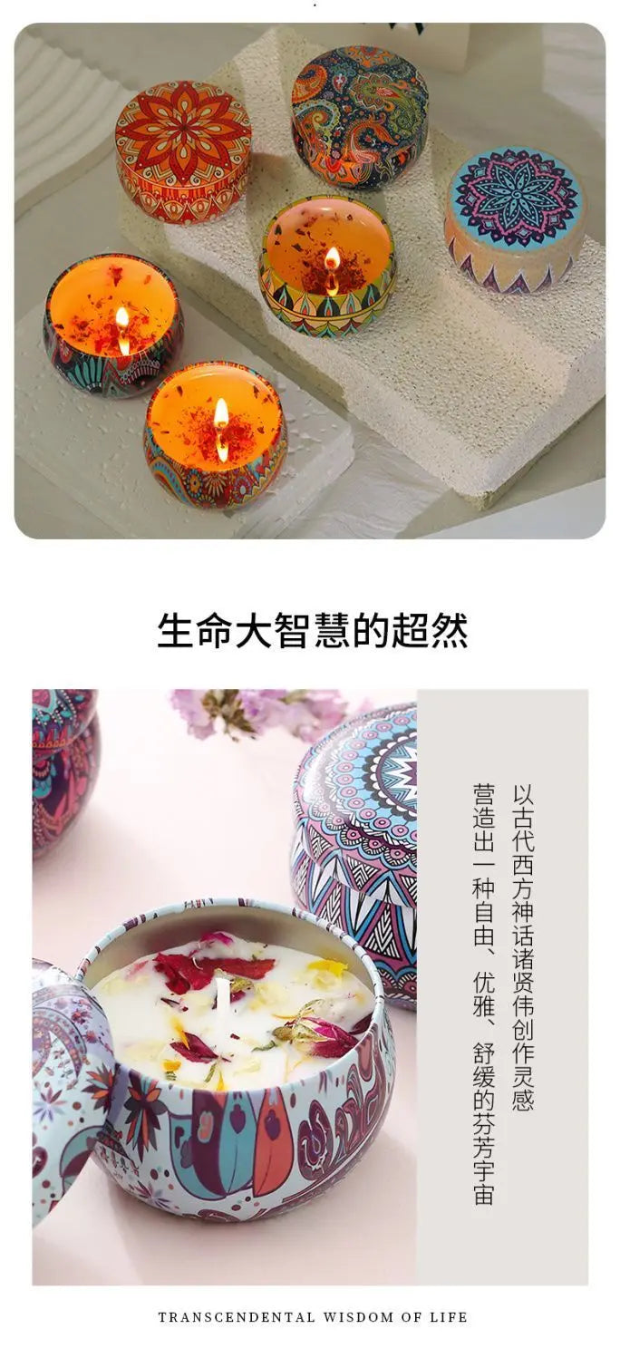 Ethnic Dried Flower Aromatherapy Candle Home Living Room Sleep Aid Bedroom Aromatherapy Candle Gift Box Wedding Companion Gift