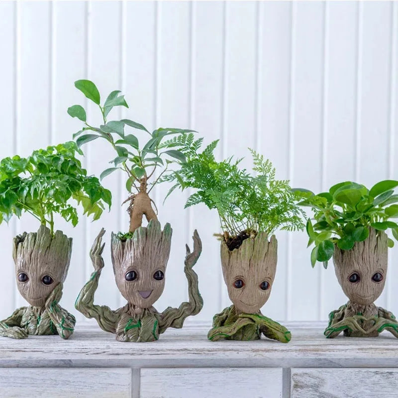 Fashion Decoration Personality Anime Character Groot Flower Ornament Baby Tree Man Figurine Office Desk Decor Miniature Model