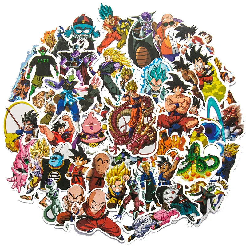 50pcs Dragon Ball Stickers Pack Cute Anime Stickers Waterproof Phone Case Laptop Skin Kawaii Packaging Art Supplies Stationery