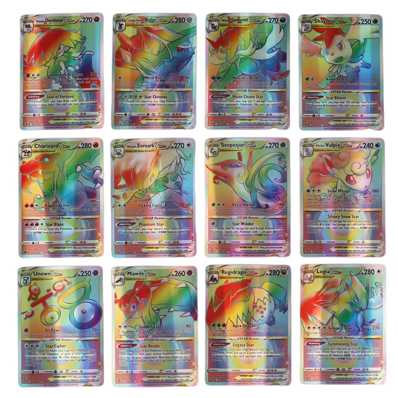 English Pokemon Card 1996 Year Shining Charizard Pikachu Mewtwo trade Card Kids Pokemon Toy