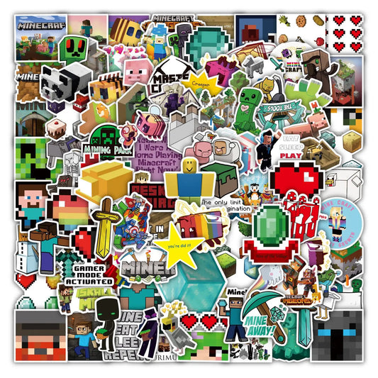 100pcs Minecraft Cartoon Stickers Mobile Phone Case Luggage Skateboard DIY Decorative Supplies Waterproof Stickers For Kids Toy