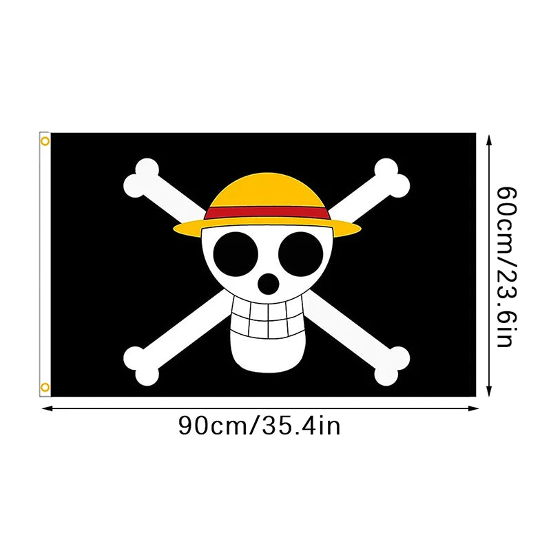 SKY FLAG Pirate Monkey D. Luffy Skull Flag 60*90CM Polyester Straw Hat Pirates Trumpet Banner Flag Home Decor