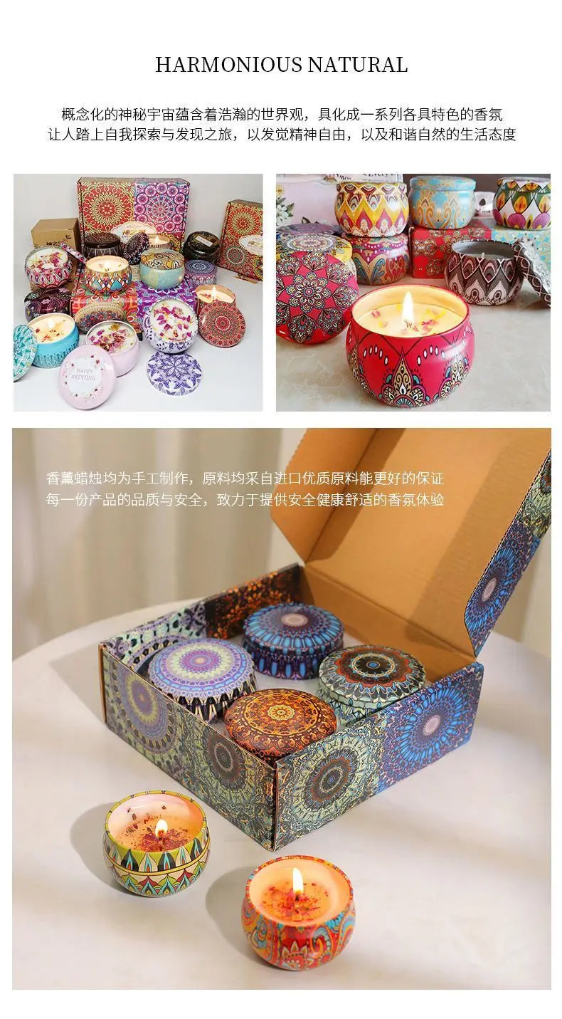 Ethnic Dried Flower Aromatherapy Candle Home Living Room Sleep Aid Bedroom Aromatherapy Candle Gift Box Wedding Companion Gift