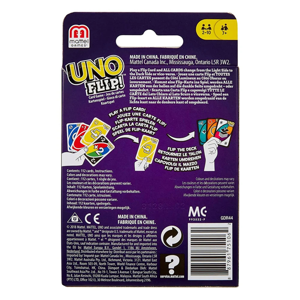 Mattel UNO FLIP! Games Family Funny Entertainment Board Game Fun Playing Cards Kids Toys Gift Box uno Card Game Kids Toys