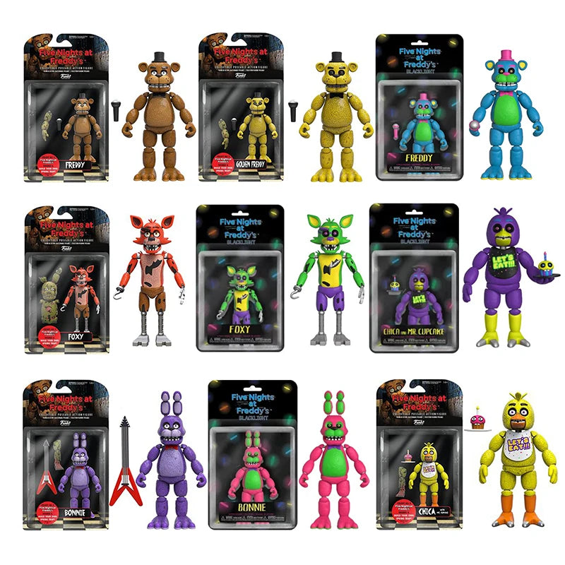 14cm FNAF Action Figure Freddy Bonnie Foxy Figures Collection Model Game Role Doll Nightmare Fredbear Movable Figurine Toys Gift