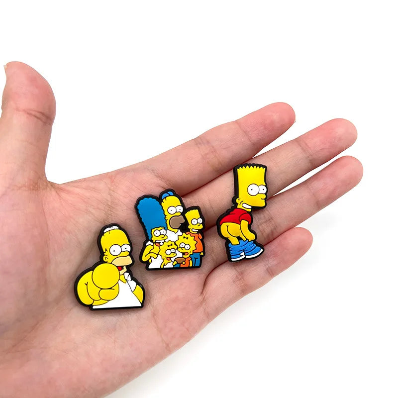 18Pcs The Simpsons Cartoon Shoe Charms Cute Animal Decoration Buckle Badges Shoe Accessories Stitch Slipper Decorations