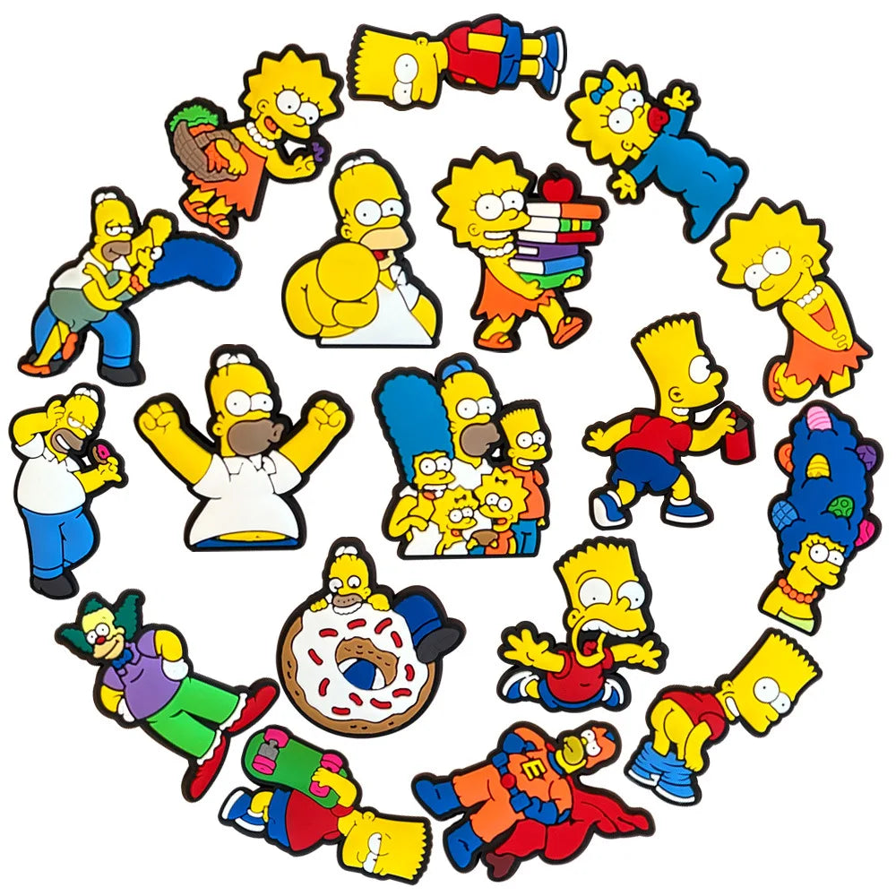 18Pcs The Simpsons Cartoon Shoe Charms Cute Animal Decoration Buckle Badges Shoe Accessories Stitch Slipper Decorations