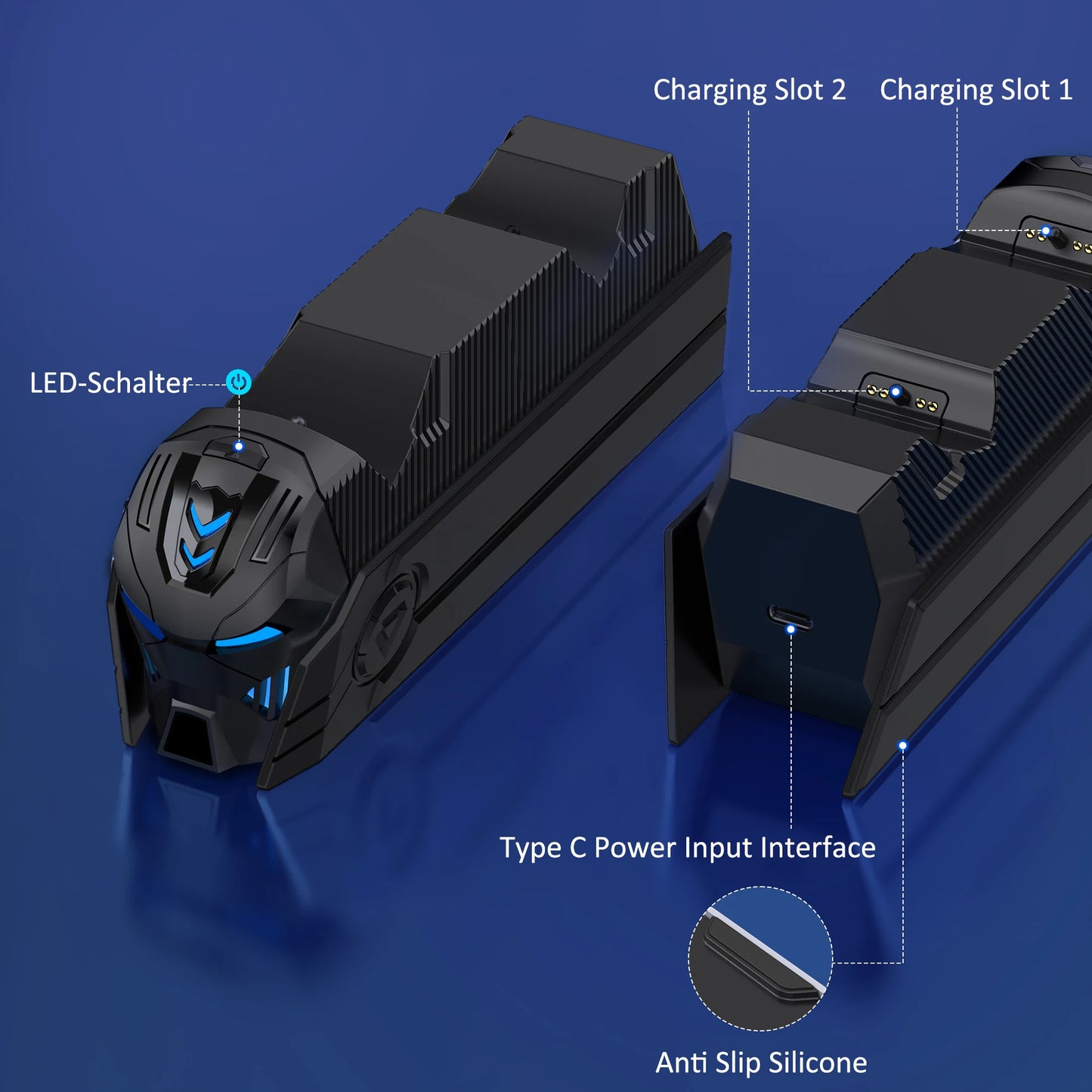 BEBONCOOL FC502 RGB Controller Charging Station For PlayStation 5 Dual Fast Charger LED Charging Stand For PS5 Dualsense Gamepad