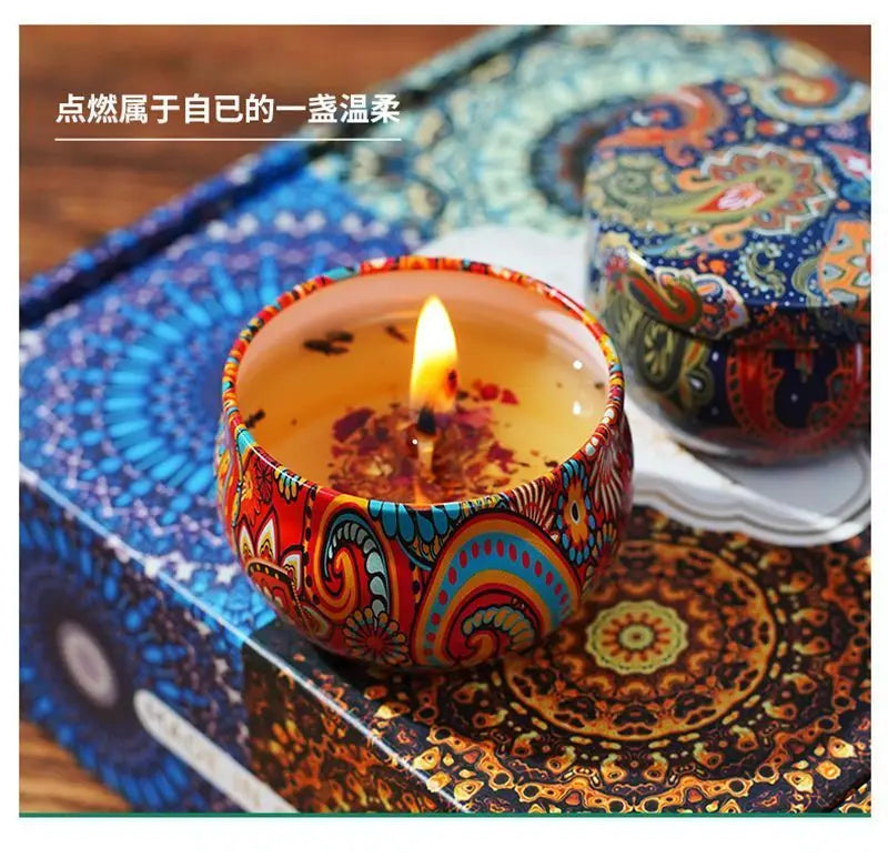 Ethnic Dried Flower Aromatherapy Candle Home Living Room Sleep Aid Bedroom Aromatherapy Candle Gift Box Wedding Companion Gift