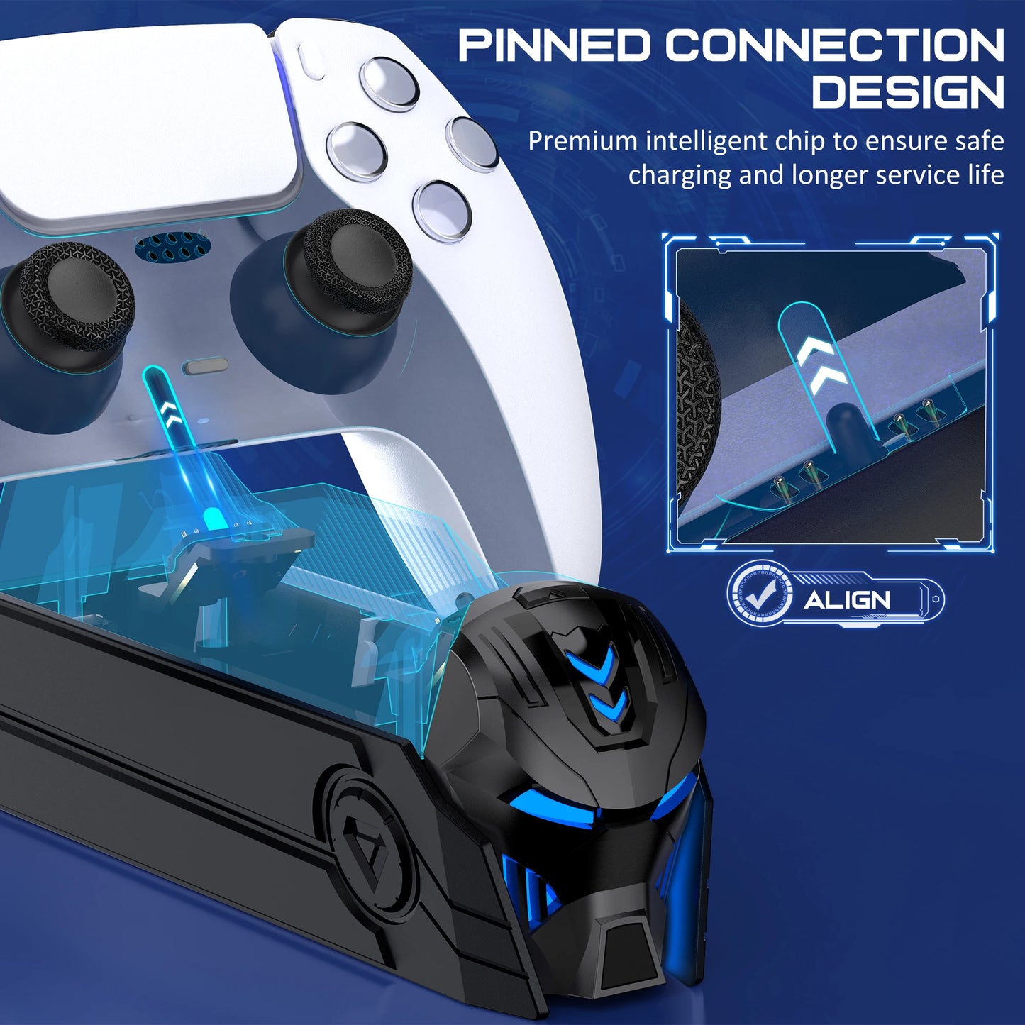 BEBONCOOL FC502 RGB Controller Charging Station For PlayStation 5 Dual Fast Charger LED Charging Stand For PS5 Dualsense Gamepad