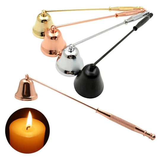 Candle Snuffer Vintage Bell Stainless Steel Long Handle Bell Candle Wick Trimmer Xmas Candle Scissors Trim Wick Cutter Snuffer