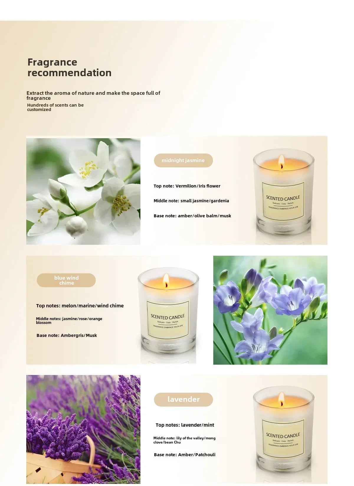 Candle Fragrance Atmosphere Companion Gift Hotel Clubhouse Smoke free Aromatherapy Candles