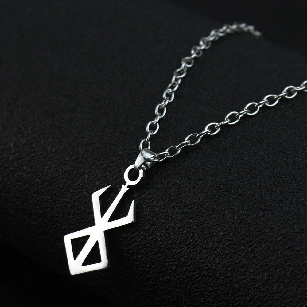 Berserker Rune Symbol Necklace Nordic Logo Steel Emblem Norse Amulet Talisman Sign Necklace Jewelry