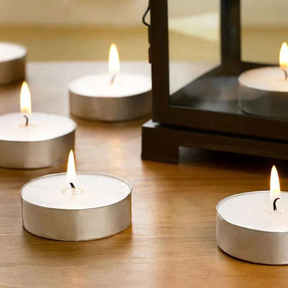 50 Pcs Tea Candles Round Scented Room Small Tealight for Wedding Lights Household Romantic White Multi-function Mini Travel