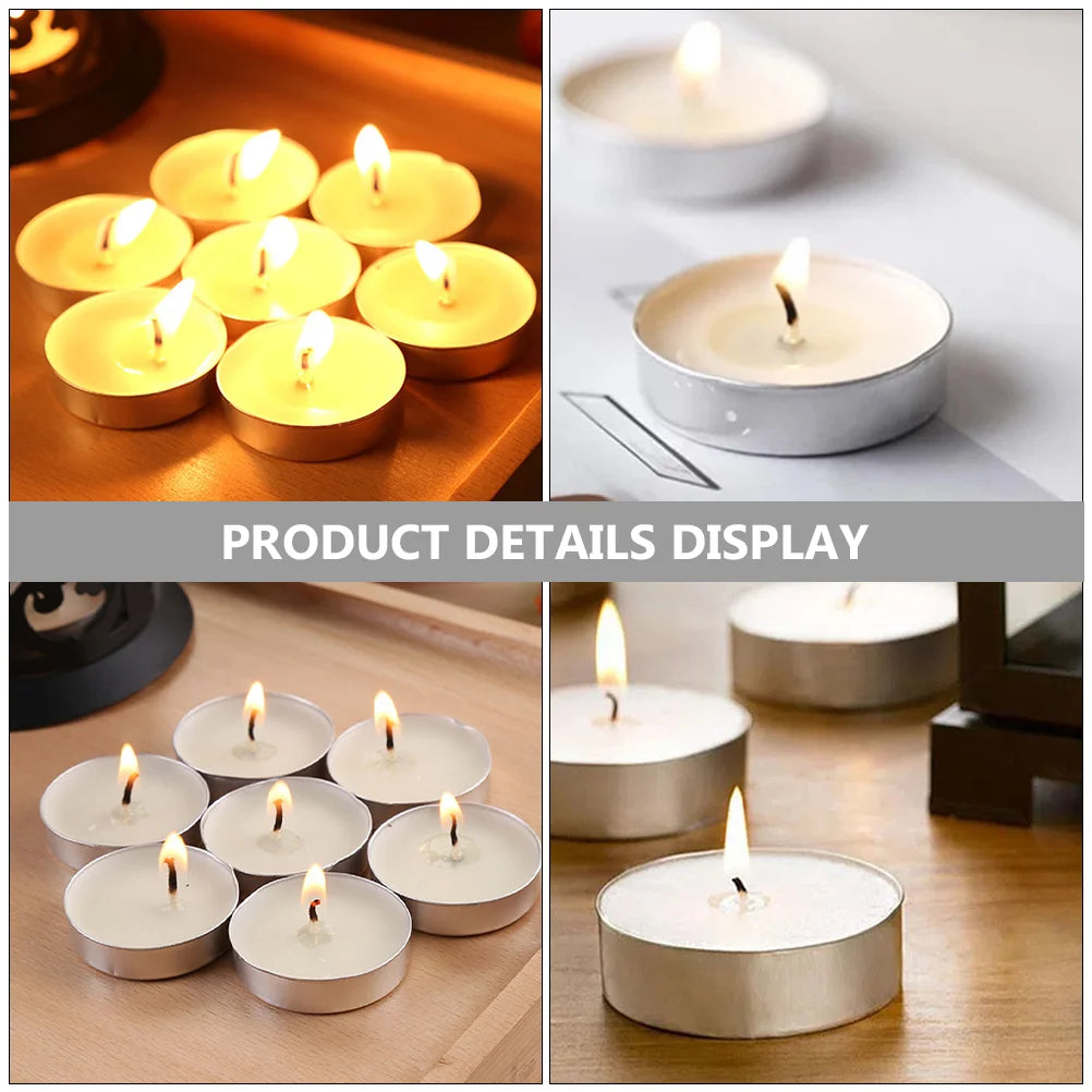 50 Pcs Tea Candles Round Scented Room Small Tealight for Wedding Lights Household Romantic White Multi-function Mini Travel