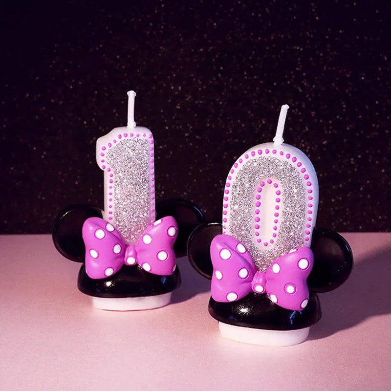 Birthday Gift  Cartoon Minnie Candles for Children Birthday Party Number 0 - 9 Cake Topper Decorations Safe Smokeless 1pcs/lot