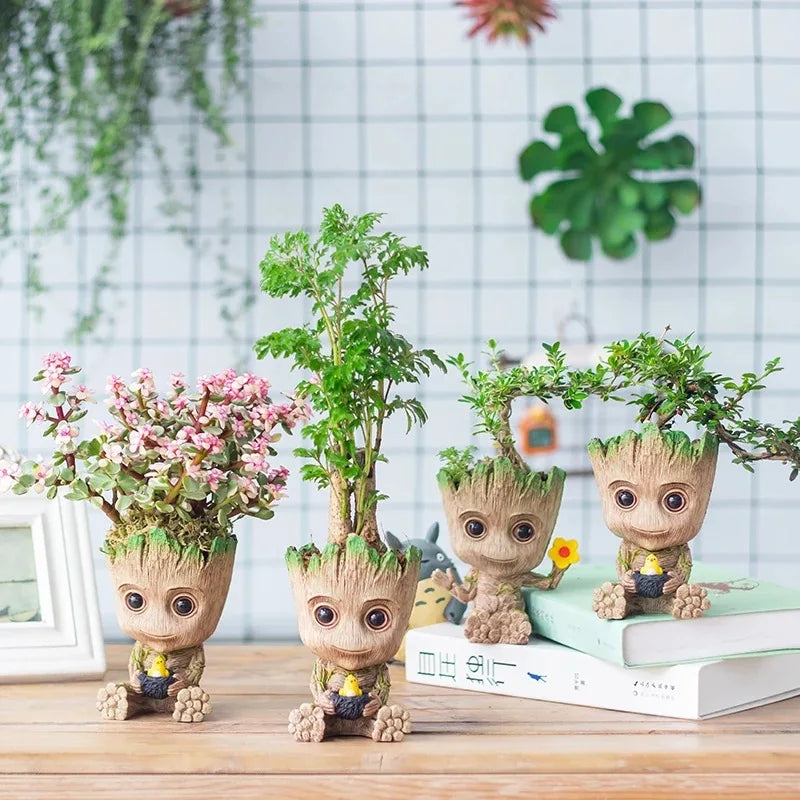 Fashion Decoration Personality Anime Character Groot Flower Ornament Baby Tree Man Figurine Office Desk Decor Miniature Model