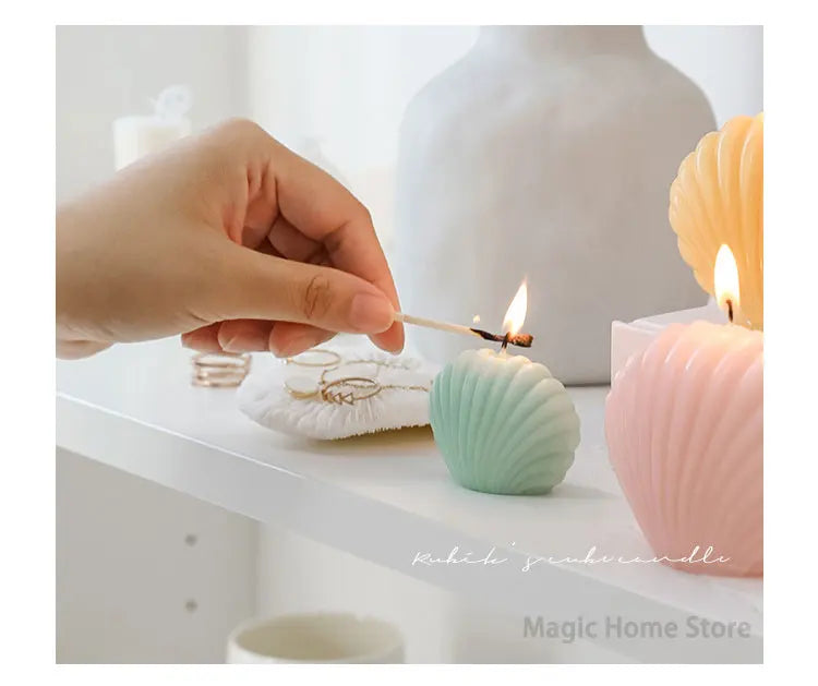 Shell Shape Scented Aromatic Candles Natural Soy Wax Candles Aesthetic Aromatherapy Candle Home Decoration Background Props