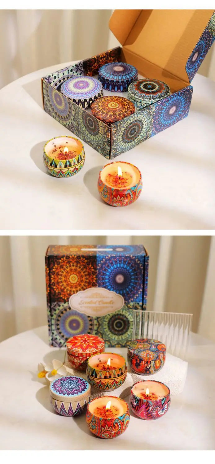 Ethnic Dried Flower Aromatherapy Candle Home Living Room Sleep Aid Bedroom Aromatherapy Candle Gift Box Wedding Companion Gift