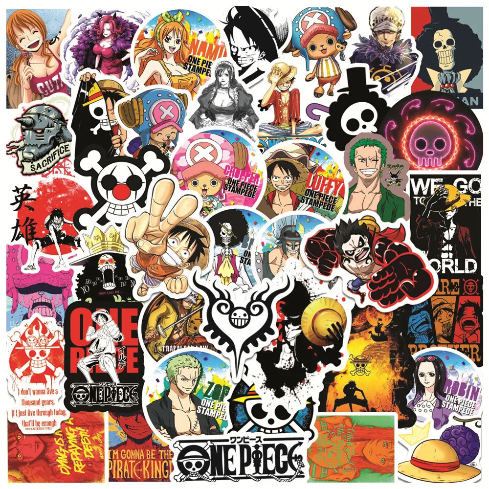 50pcs One Piece Sticker Pack Waterproof Anime Stickers  Cute Phone Case Kawaii Packaging Laptop Skin DIY Stationery Stickers