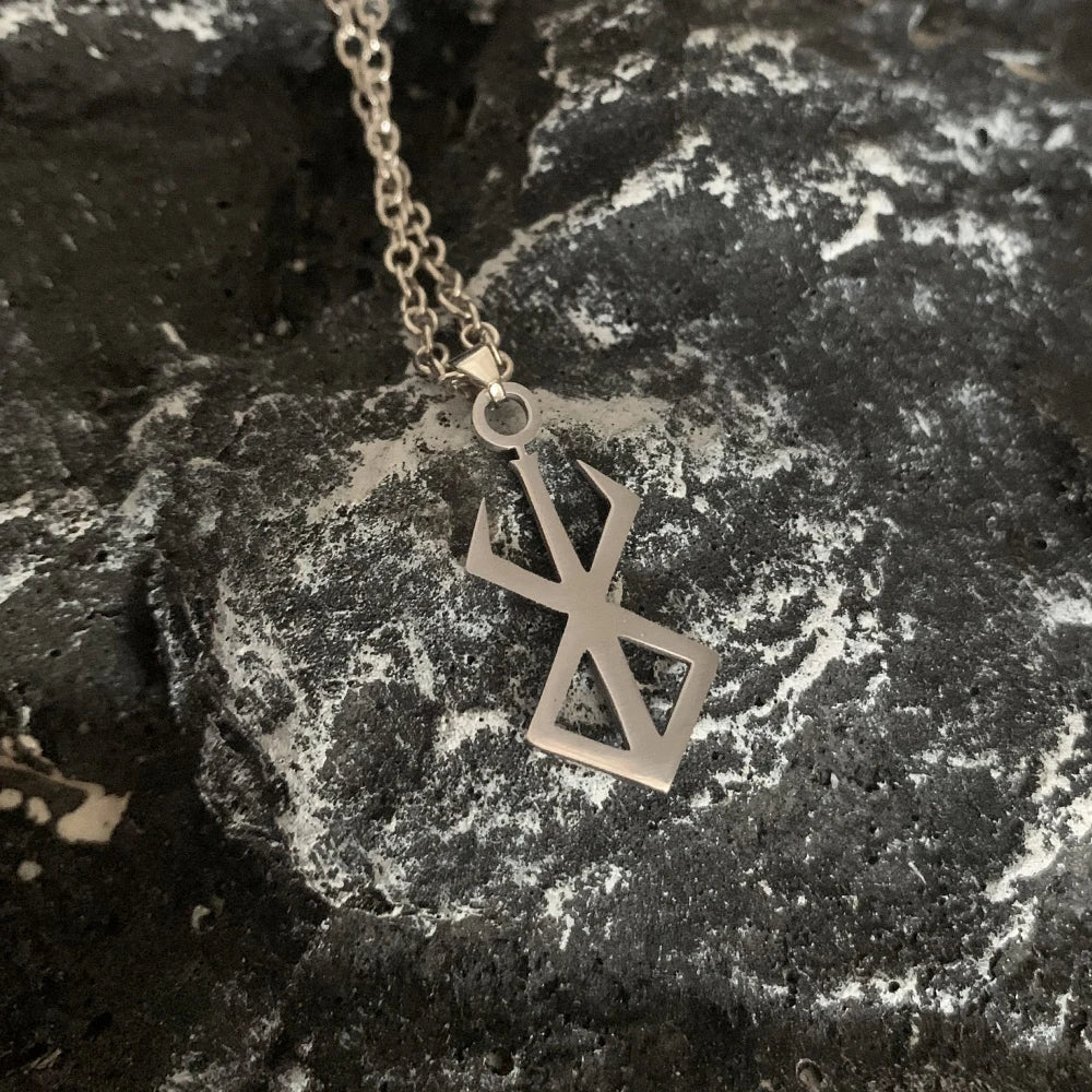 Berserker Rune Symbol Necklace Nordic Logo Steel Emblem Norse Amulet Talisman Sign Necklace Jewelry