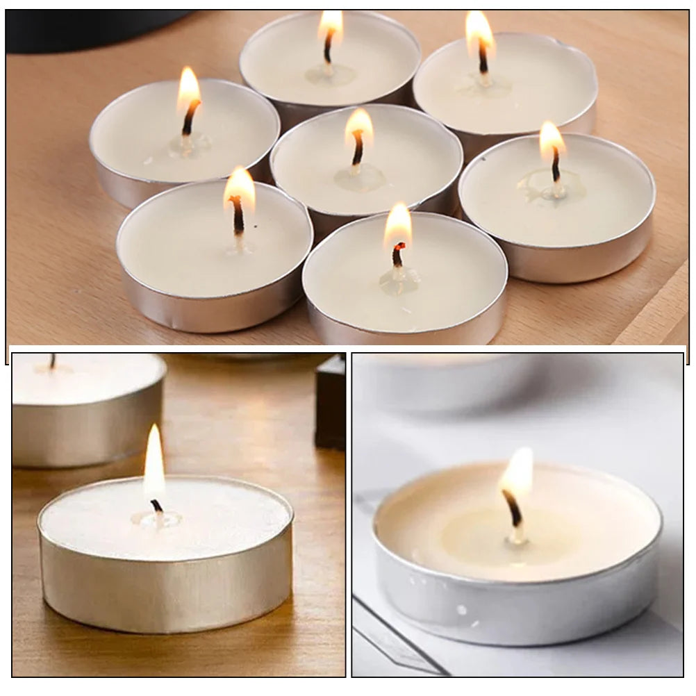 50 Pcs Tea Candles Round Scented Room Small Tealight for Wedding Lights Household Romantic White Multi-function Mini Travel