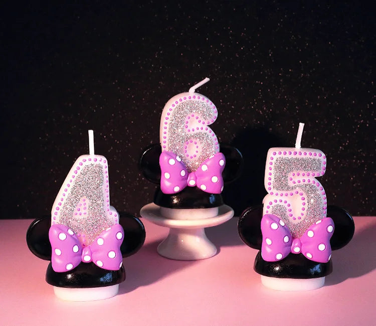 Birthday Gift  Cartoon Minnie Candles for Children Birthday Party Number 0 - 9 Cake Topper Decorations Safe Smokeless 1pcs/lot