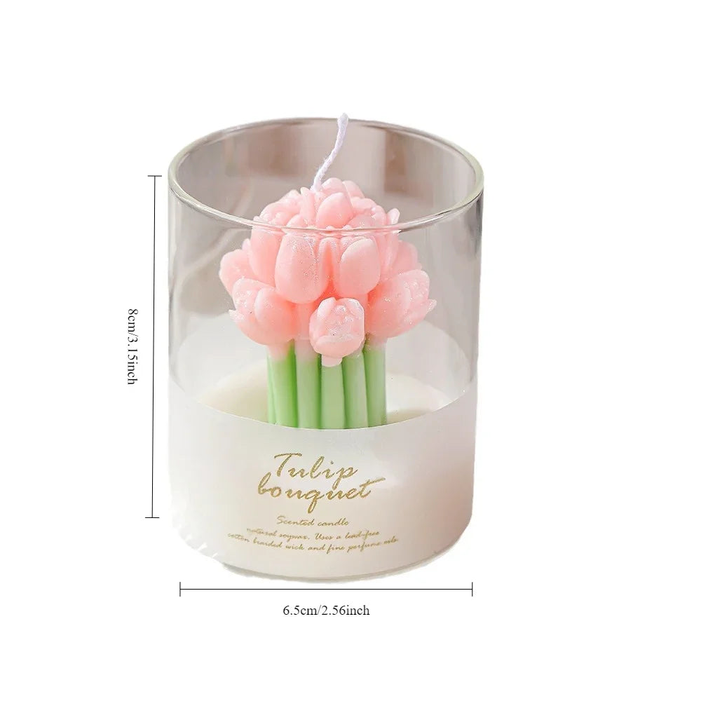 Tulip Hand Flower Shaped Scented Candle Cup Lover Flower Scented Candle Ins Atmosphere Scent Gift Box